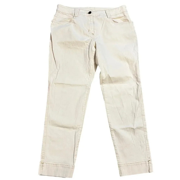 Eileen Fisher Cream Trousers Size Small Pull On Straight Leg Casual Classic - Picture 2 of 7
